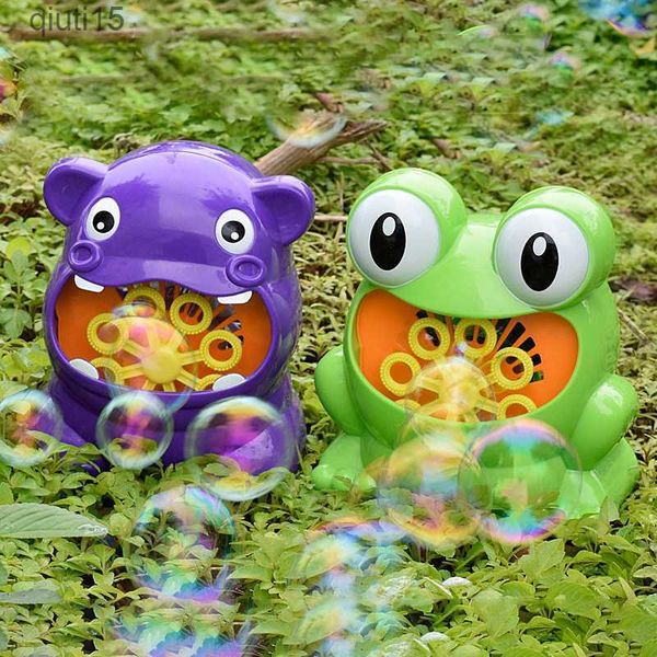 Gun Toys New Bubble Gun Cute Frog Automatic Bubble Machine Sapone Acqua Bubble Blower Musica Giocattoli all'aperto per bambini juguetes brinquedos Toy T230522