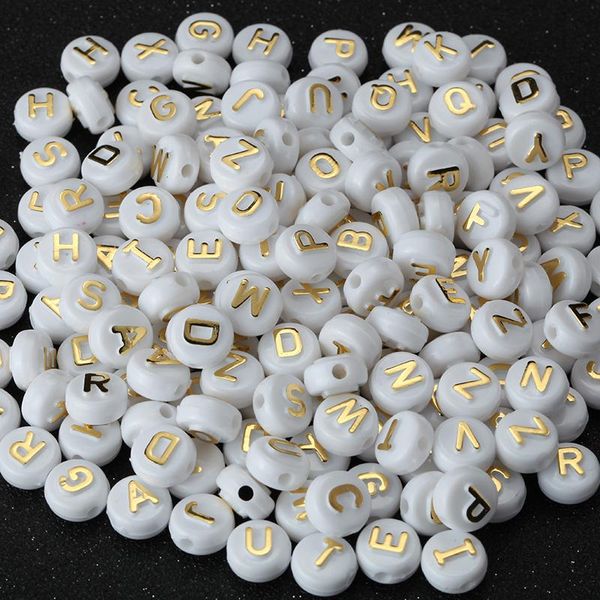 Cristal 26 letra contas para jóias Fazendo seu nome 7mm Acrílico Acessórios DIY para colar lotes de brinco de colar