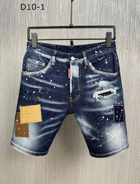 2023 Yeni Yaz Coolguy Tip Sıska Düğmesi Fly Mens Şort Kot Mikro-Stretch denim Desinger D10-1 İnce Fit Shabby Delikleri Üst Erkekler