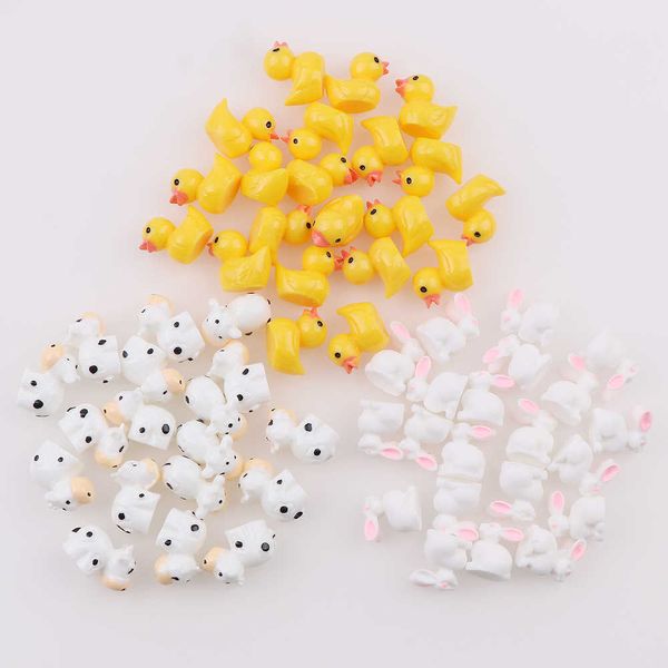 Articoli novità Mini 50pc AnimalResin Anatra Coniglio Mucche Schiena piatta Fai da te Miniatura Artificiale Resina dipinta a mano Cabochon Artigianato Gioca Casa delle bambole Giocattolo G230520