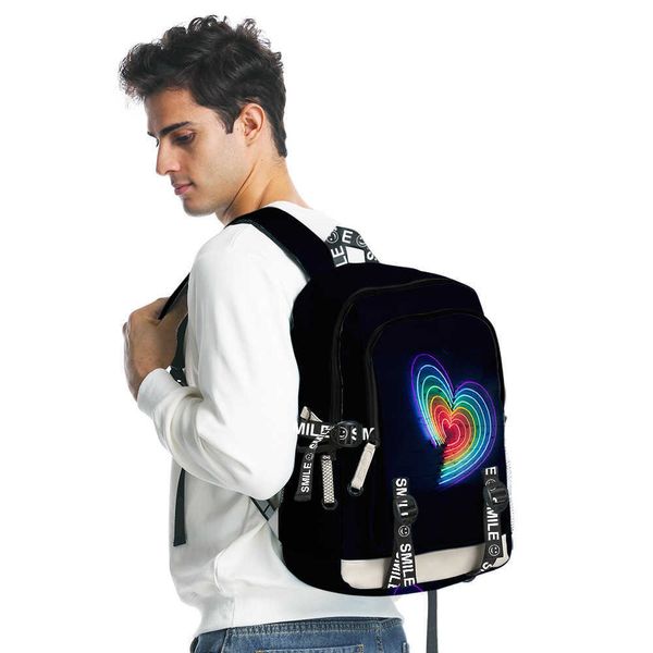 LGBT Bag Zaino Borse da viaggio Zaini sportivi da esterno per uomo 22 colori 46 cm Serie di grande capacità Arcobaleno che circonda la stampa digitale 3D Bookbag