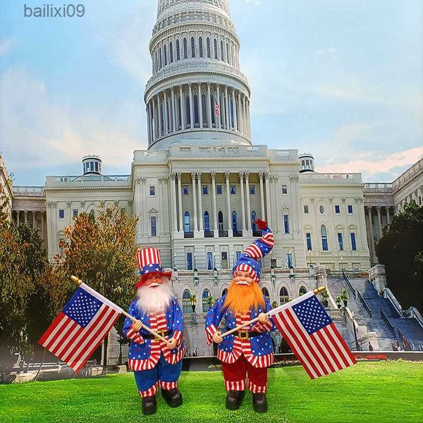 Decorazione del partito Giorno dell'indipendenza americana Simulato Bambola anziana Cheer Souvenir fatto a mano americano Felice 4 luglio USA Festa nazionale Decorazioni per feste T230522