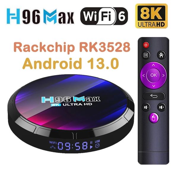 H96 Max Android 13.0 TV Box RK3528 Quad Core 4GB 32GB Dual WiFi 6 Suporte 8K 3D Set Top Box Media Player