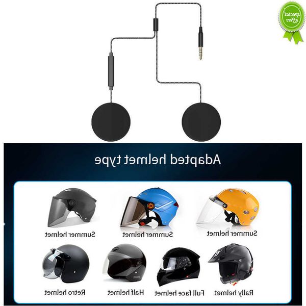 Carro novo fone de ouvido de capacete de motocicletas alto -falantes duplos fones de ouvido trançados fones de ouvido de faixa de cabeça plana de 3,5 mm de plugue estéreo