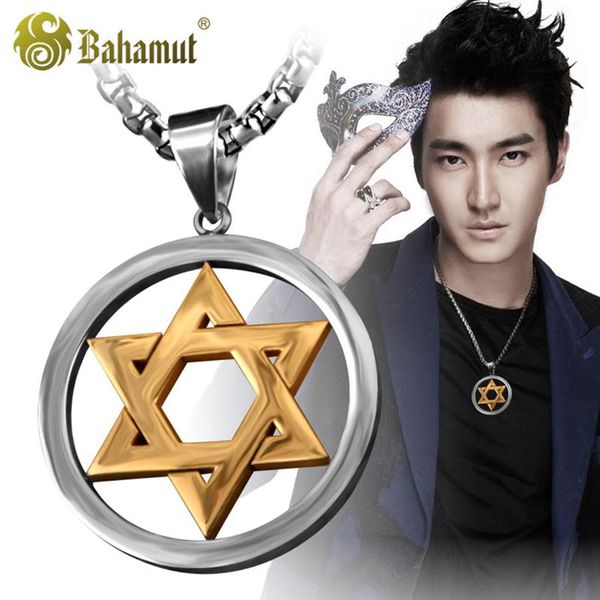 Necklaces MultiColor Mogen David Star Necklace Shield of David Magic Hexagram Necklace Pendant Free With Chain Titanium Steel