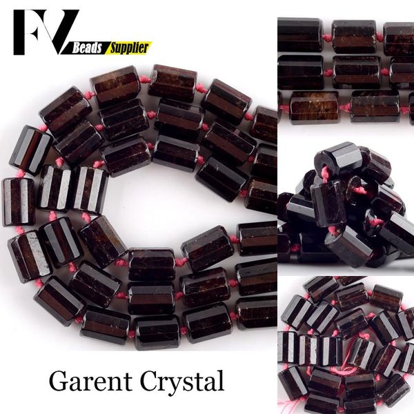 Cristal aaa natural vermelho escuro facetado granada pedra contas tubo forma solta espaçador contas para fazer jóias diy pulseira colar 11*15mm