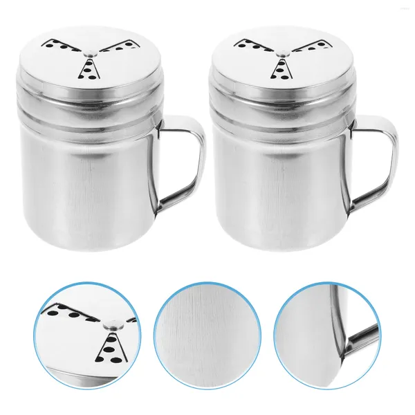 Set di stoviglie 2 pezzi Coperchio per shaker per cannella Contenitore in acciaio inox Contenitori per sale e pepe Dispenser per condimento Barbecue