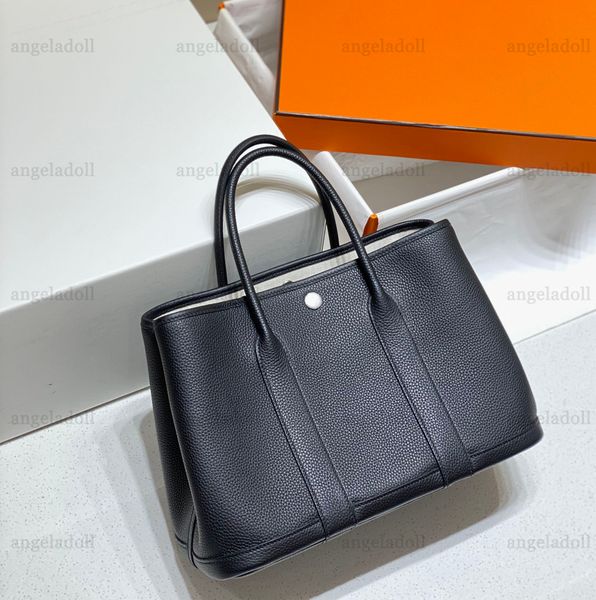 10A Designer-Garten-Tragetaschen in Spiegelqualität, komplett handgefertigte Einkaufstaschen, Damen-Handtasche aus echtem Togo-Leder mit Henkel, luxuriöse Party-Handtasche, schwarze Mode-Clutch