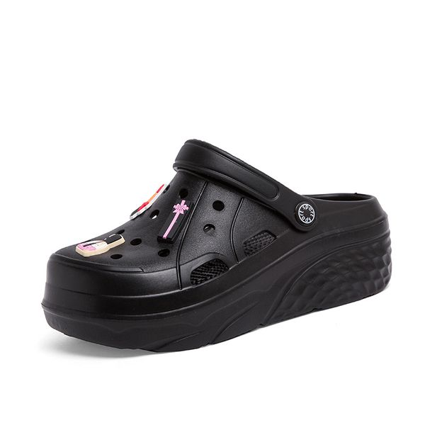 Sandali da ragazza Alta bellezza Estate Nuove pantofole popolari Moda per il tempo libero da donna Scarpe con foro rialzato con suola spessa F6073-08