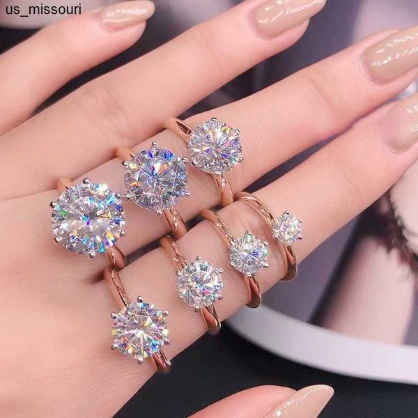 Ringos de banda IOGOU D Moissanite Ring 3Ct Diamond Noivage Ring Solitar para mulheres anel de moissanita de 2C com certificado 14k anel de ouro rosa J230522