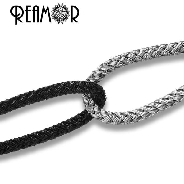 Polacco REAMOR Fai da te Acciaio inossidabile Nero Argento Colore Filo d'acciaio Risultati dei gioielli Cordoncini in pelle intrecciata 4mm/5mm per la realizzazione di braccialetti