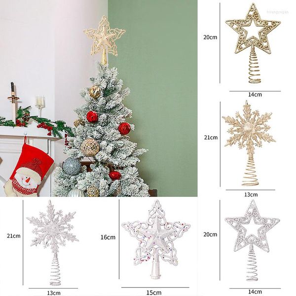 Decorazioni natalizie Merry Tree Top Ornamenti a stella a cinque punte in plastica Decorazioni per la casa dell'anno di Natale