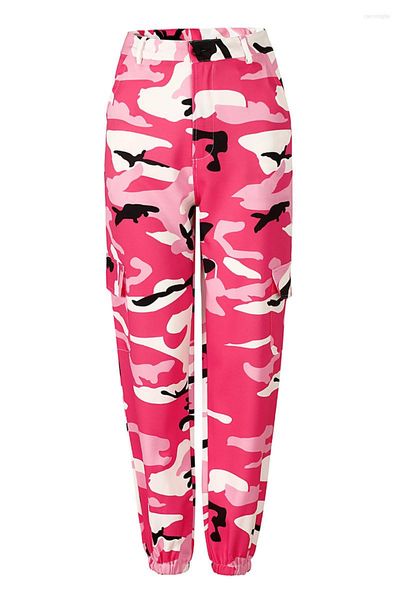 Pantaloni da donna Donna Camouflage Casual Pink Cargo Pantaloni larghi a vita alta Denim Cotton Harem Female