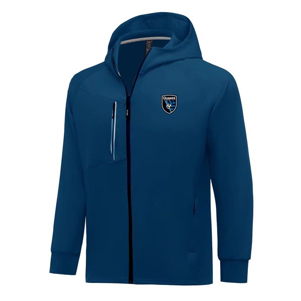 San Jose Earthquakes Giacche da uomo Cappotto caldo autunnale per il tempo libero Felpa con cappuccio da jogging all'aperto Giacca sportiva casual con cerniera intera manica lunga