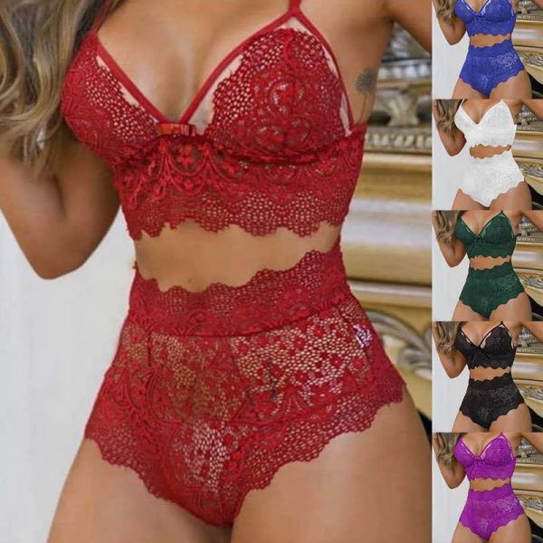 Intimo da donna Sexy Set senza cuciture Reggiseno push-up in pizzo da donna Set di mutandine Sexi con scollo a V Intimo corto erotico caldo