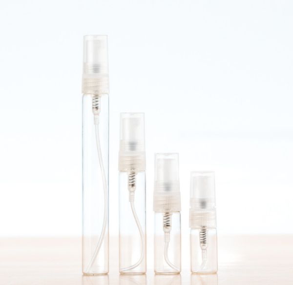 Flacone spray per profumo in vetro trasparente sottile Spruzzatore per nebulizzazione per campioni Flacone per provette Fiale in vetro Flacone per profumo ricaricabile 2ml 3ml 5ml 10ml