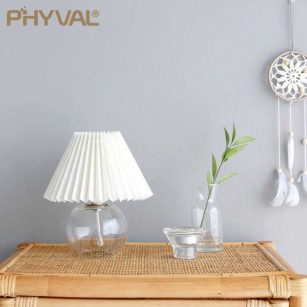 Masa lambaları Phyval -Pleated masa lambası şeffaf cam alt Kore USB masa lambası yatak odası oturma odası ev dekoru yaratıcı katlanır abajur g230522
