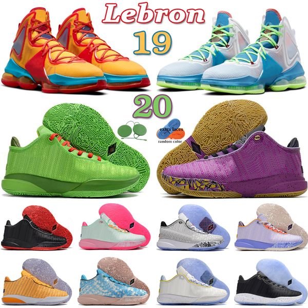 lebrons 19 20 erkek basketbol ayakkabıları 19'lar 20'ler Tune Squad Space Jam Minneapolis Sertağaç Klasik Kireç Glow Bred Leopard kadın eğitmenler spor ayakkabılar moda dış mekan