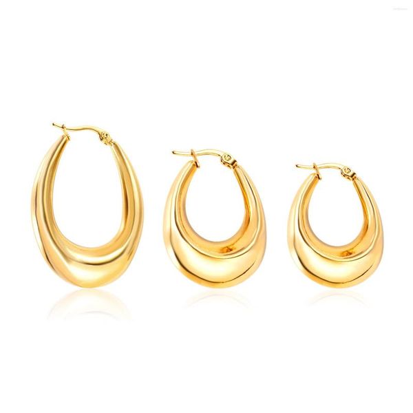 Hoop Ohrringe Gothic Stil Gold Farbe Oval 10mm 13mm 20mm Edelstahl Ohr Schmuck Zubehör Brinco Party geschenk Großhandel