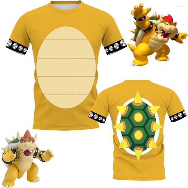 T-shirt da uomo Cartone animato Bowser Camicia con stampa 3D Donna Uomo Ragazzi Ragazze Bambini Estate O-Collo Manica corta Maglietta divertente Maglietta grafica Costume cosplay