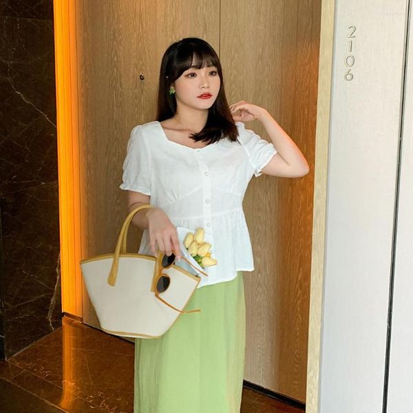 Damenblusen Weiß Blau Damenbekleidung 2023 Neueste Mode Plus Size Sommer Tops Elegante Bluse Übergroßes Hemd Koreanischer Stil