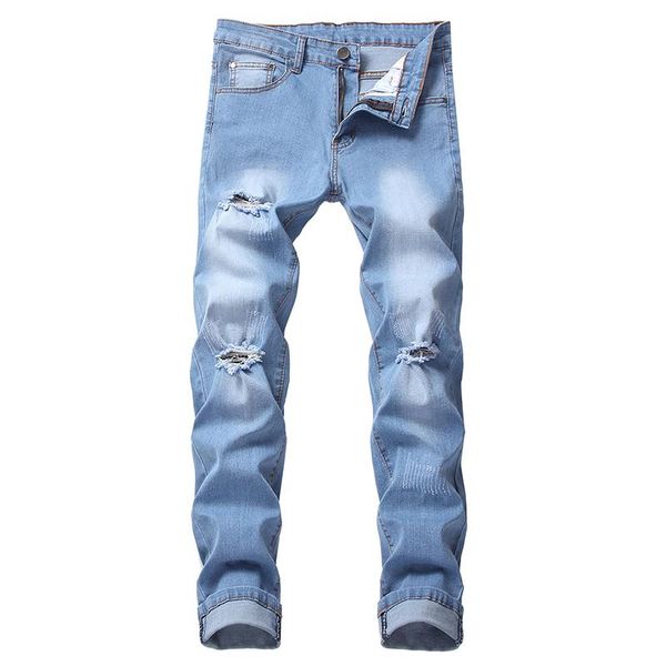 Jeans da uomo stile americano europeo taglie forti 28-42 pantaloni strappati in denim di cotone da uomo con fori strappati pantaloni retrò cool maschili