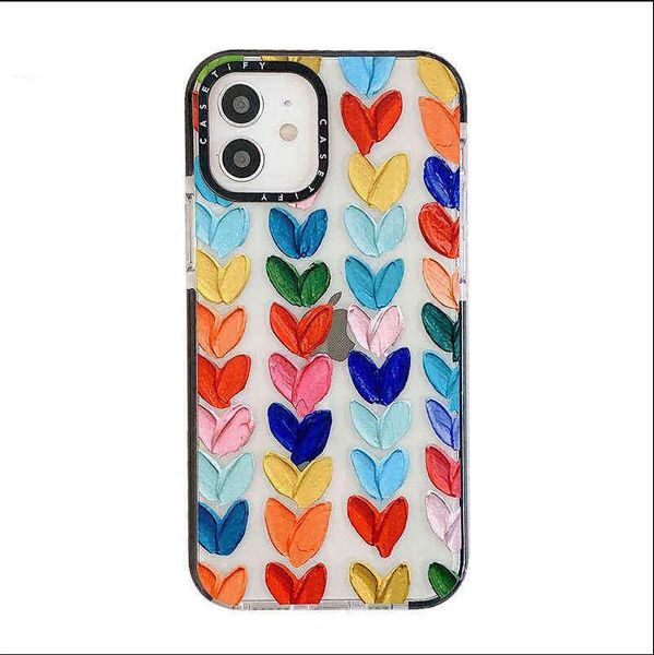 Capa de telefone multicolorida amor macio TPU transparente capa traseira à prova de choque capa de telefone adequada para iPhone 14 13 12 11 Pro X XS Max 7 8 14 Plus