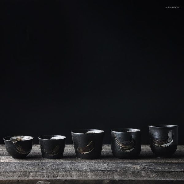 Tazze Piattini Stile giapponese Tazza da tè Acqua Ceramica Dipinta a mano Cucina Stoviglie retrò Ristorante Singolo
