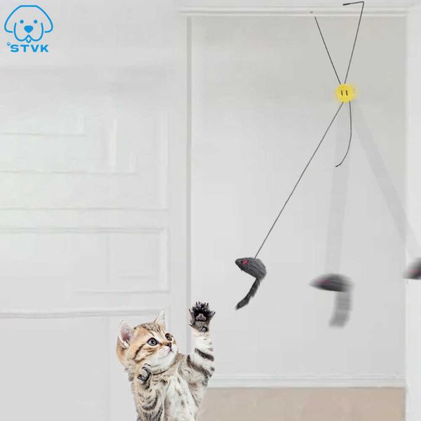 Cat Toys Komik Kedi Oyuncaklar Kendinden Asılı Kapı Faresi Geri çekilebilir Peluş Fareler Stres Oturma Odası için Kazanıyor Kızak Oyuncakları Etkileşimli G230520