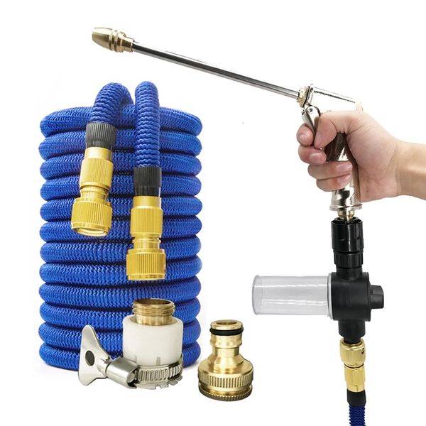 Schläuche Gartenschlauch-Set mit Magic Reel Sprayer Erweiterbarer Wasserinjektor Hochdruckbewässerung Autowaschpistole PVC-Rohr 230522