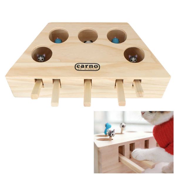 Katze Spielzeug Katze Fangen Maus Pet Hit Hamster Mit 3/5-löcher Maus Löcher Fangen Biss Holz Katze Jagd Spielzeug interaktive Spielzeug G230520