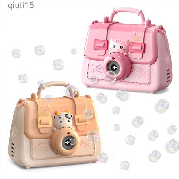 Gun Toys Cute Animal Camera Bubble Machine Giocattoli estivi per bambini Kids Girl Cat Cow Borsa Giochi automatici all'aperto Sapone elettrico Toys T230522