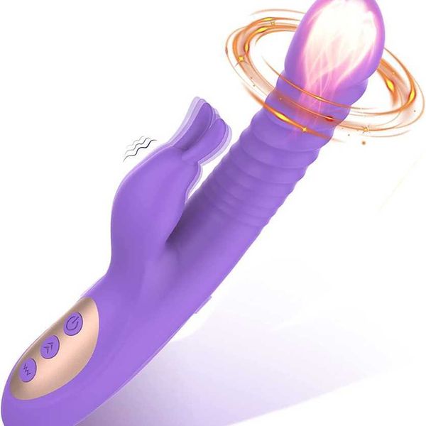 Factory Outlet Rabbit Vibrador empurrando o vibrador rotativo de aquecimento de aquecimento do clitóris Estimação de vagina adulta brinquedos sexuais para mulheres casais Silicone à prova d'água
