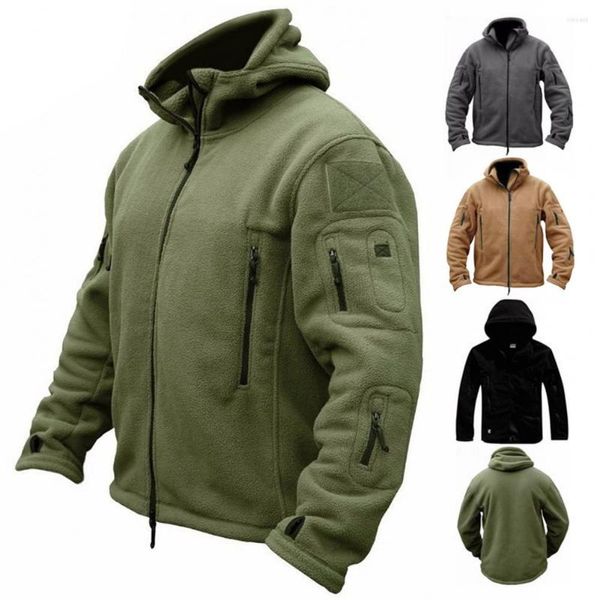 Herrenjacken, Reißverschluss, lässig, alle Übereinstimmungen, Herrenmantel, taktische Jacke, Kampf, Militär, Fleece, mit Kapuze, warmer Plüsch, mehrere Taschen, Oberbekleidung