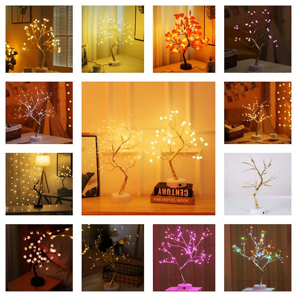 Lampada da tavolo a forma di albero bonsai da tavolo Luci a stringa a LED, lampada ad albero di fiori, USB o alimentata a batteria, per regalo di luci di decorazione per interni per feste di Natale da tavolo da camera da letto