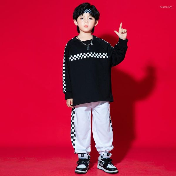 Bühnenkleidung Kinder Teenager Rave Kleidung Hip Hop Danicng Kleidung Schwarz Weiß Sweatshirt Tops Jooger Hosen für Mädchen Jungen Jazz Dance Kostüme