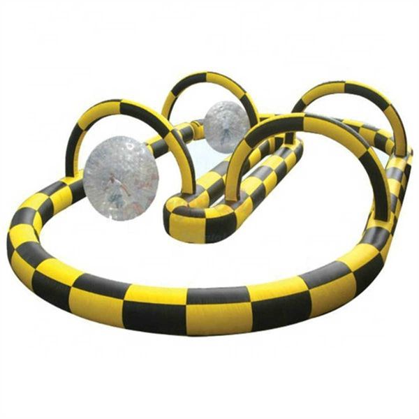 Brinquedos de jogo esportivo ao ar livre Go Mini Car Racing Track Inflatable Zorb Ball Games Race Games Inflable Go Kart Faixa para venda