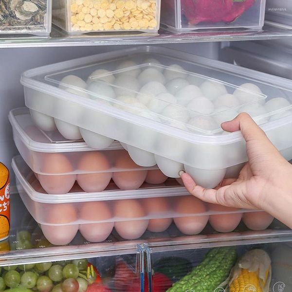 Garrafas de armazenamento Caixa de ovo Bandeja recipientes de cozinha geladeira 34 grades ovos dispensador de plástico titular de preservação fresca