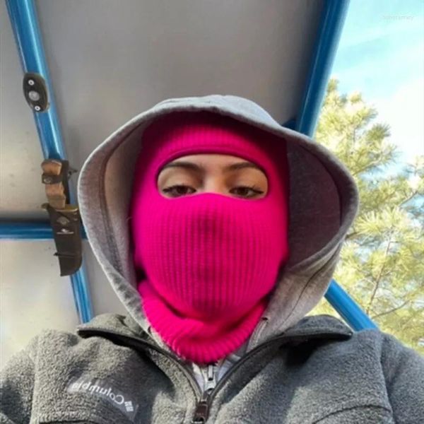 Beralar 1 delikli örme şapka tam yüz şapkalar unisex kayak maskesi kış sıcak düz renkli kaput açık hava sporu beanies komik parti binicilik kapağı