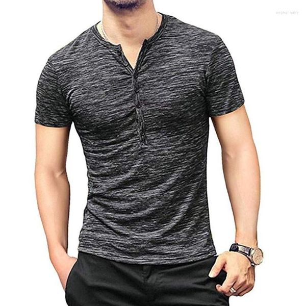 Мужские рубашки Modish Men Men Henley Tshirt 2023 Краткий рукав повседневная футболка Стильная слабая подгонка Camiseta Masculina Button Design Design