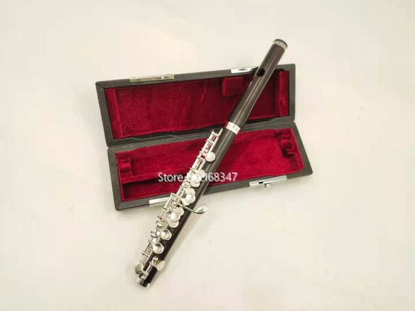 Piccolo 100% Ebony Wood C Chaves de teclas Plated Keys Instrumento musical profissional com estojo