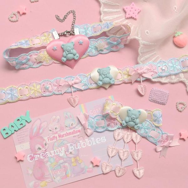 Halsketten die originale Lolita Sweet Express Marca Dragon Bären Halskette Kragen Pin Farbe Liebe