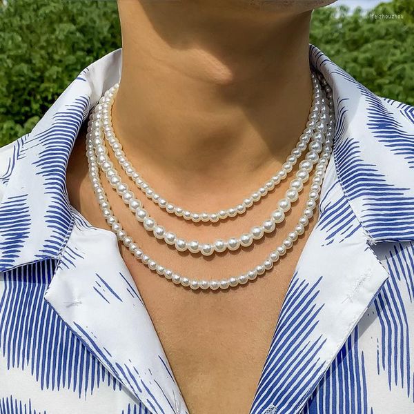 Catene Collana di perle da uomo Semplici perline fatte a mano con perline 2023 Gioielli alla moda per collane per banchetti nuziali da donna