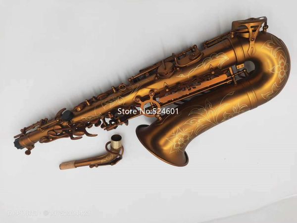 Marca quente alto eb tune e saxofone laca de laca de ouro antigo instrumento musical de cobre com estojo grátis