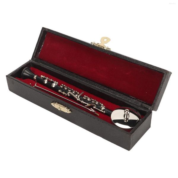 Collana Orecchini Set Gioielli Clarinetto In Miniatura Con Supporto E Custodia Mini Strumento Musicale Casa Delle Bambole Ornamento Modello 16 Cm / 6,3 Pollici