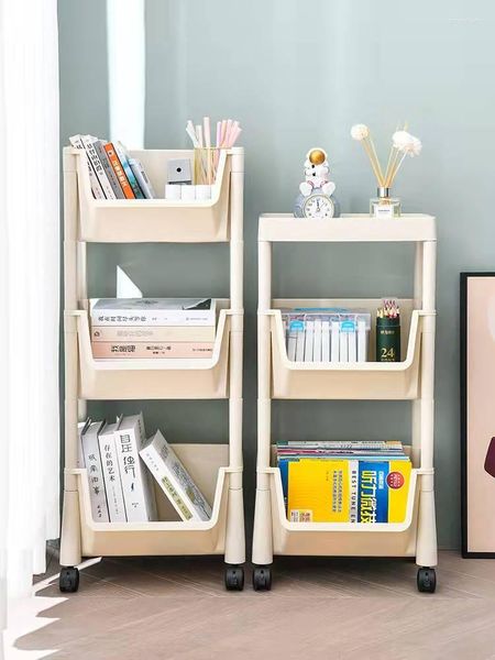 Ganci Scaffale per libri Scaffale mobile Carrello rimovibile per bagno Scaffale per libri da scrivania Accessori per la casa artefatti in plastica