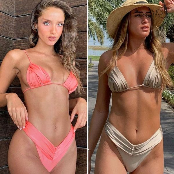 Женские купальные костюмы EST Sexy Bikinis Женские микро -складки Женщины с высоким содержанием бикини для бикини для белого приморского купальника