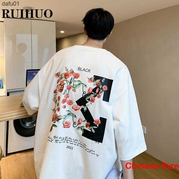 Camisetas masculinas Ruihuo Camiseta engraçada para roupas masculinas roupas de grife masculina tamanho chinês 5xl 2023 New Summer New Aprovals L230520 L230520