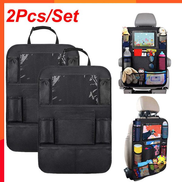 Neue 2/1Pc Auto Sitz Zurück Schutz Abdeckung Multi-Tasche Lagerung Tasche Touchscreen Tablet Halter Lagerung veranstalter Anti-kick Matte Für Kind