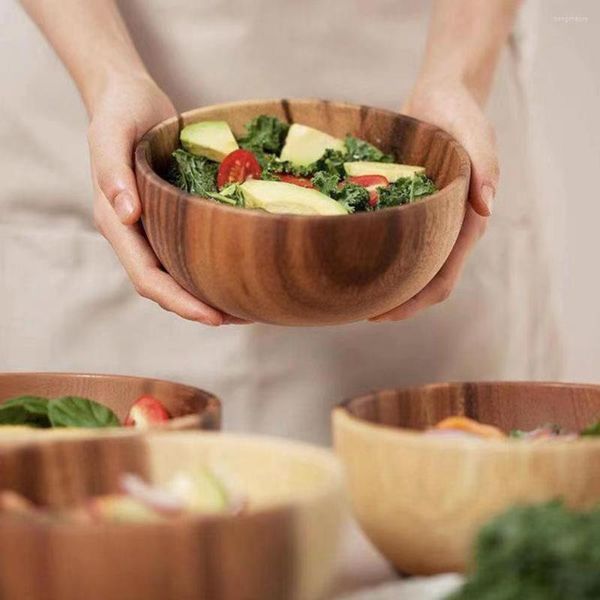 Geschirr-Sets 3 teile/satz Nützliche Salatschüssel Umweltfreundliche Holz Utensilien Set Anti-verbrühungen Japanischen Stil Löffel Gabel Essen